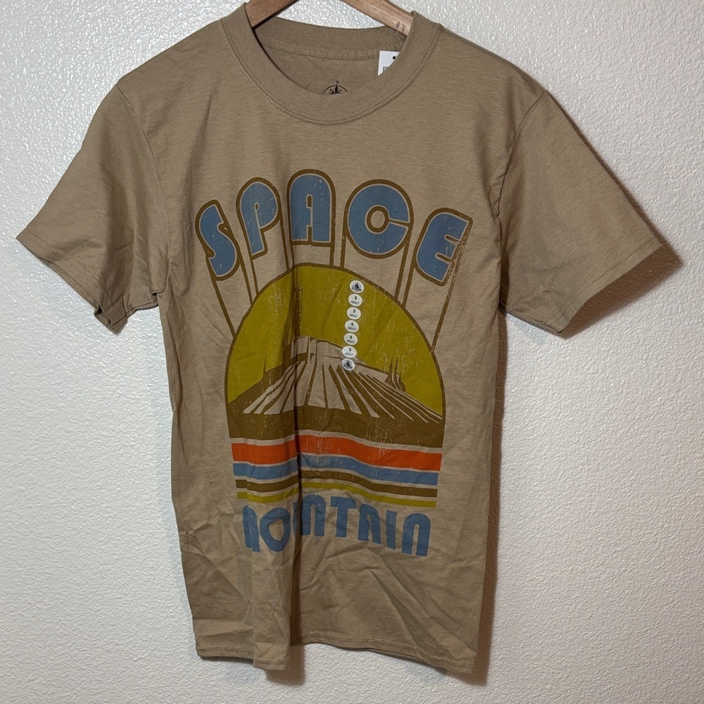 NWT Disney Parks Retro Logo Space Mountain Graphic Tee 100% Cotton Size Small